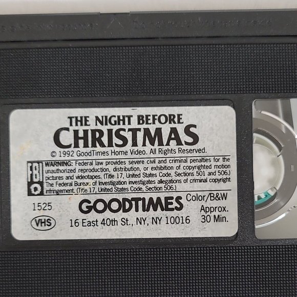 The Night Before Christmas VHS 1992 GoodTimes Home Video Kids Klassics - Picture 7 of 7